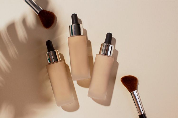 Beautiful arrangement of skincare and beauty products